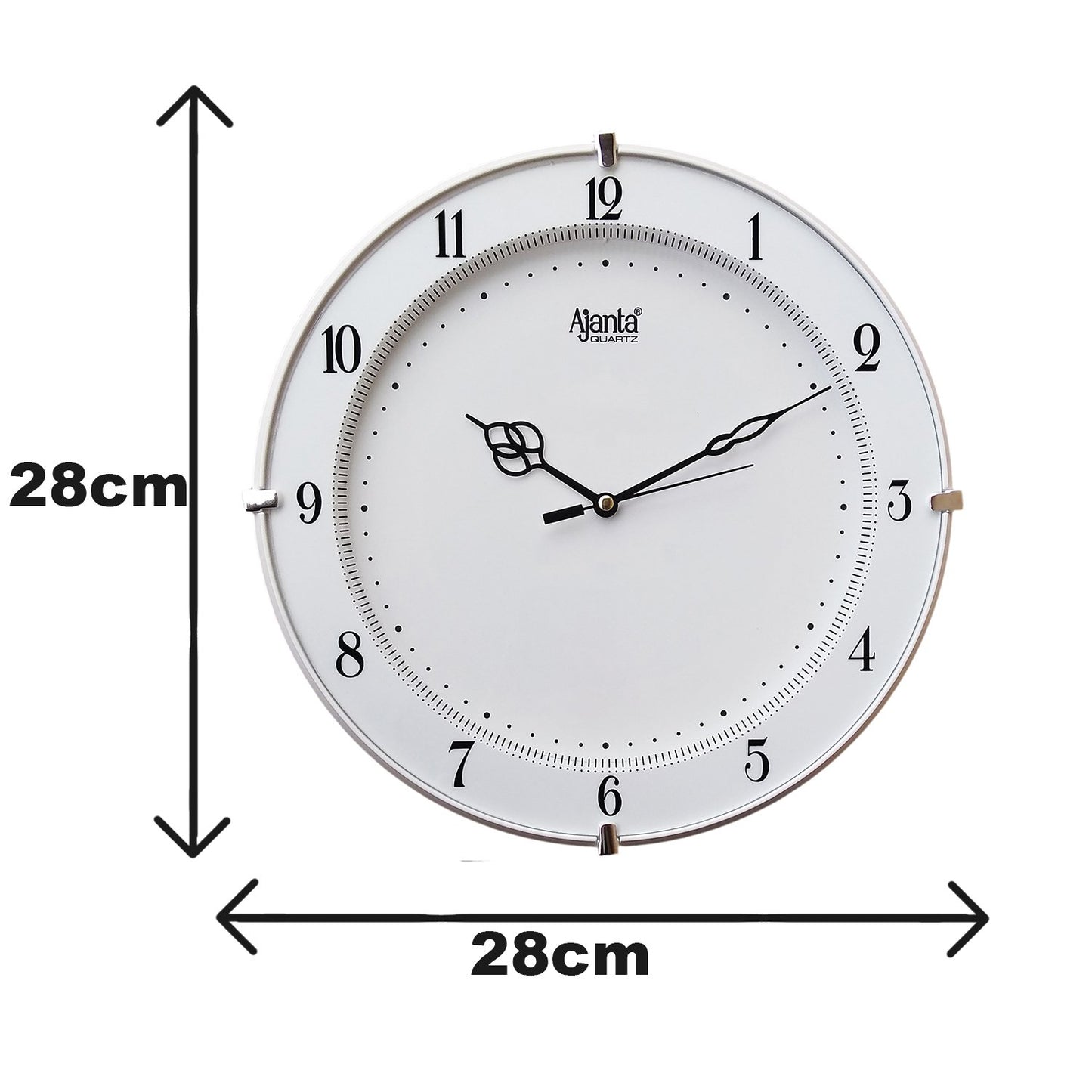 Ajanta Plastic Abstract Wall Clock (28 Cm X 28 Cm X 3.5 Cm, White) - Analog