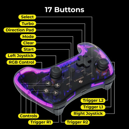 ZEBRONICS MAX LINK Wireless Gamepad, Dual motors Haptic feedback, Built-in rechargeable battery, RGB light, Plug & play, Supports (Windows | Android)