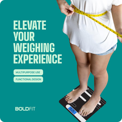 Boldfit Weight Machine For Body Weight Digital Bathroom Scale For Human Body Weight Measurement Extra Thick Weighing Scale With LCD Display 36Months Warranty Black,Max Weight 180Kg