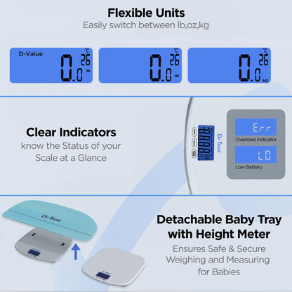 Dr Trust USA Digital Baby Weighing Scale Grow Buddy Infant, Toddler and Adult Body Weight Machine Upto 150kg with Baby Tray (Blue)