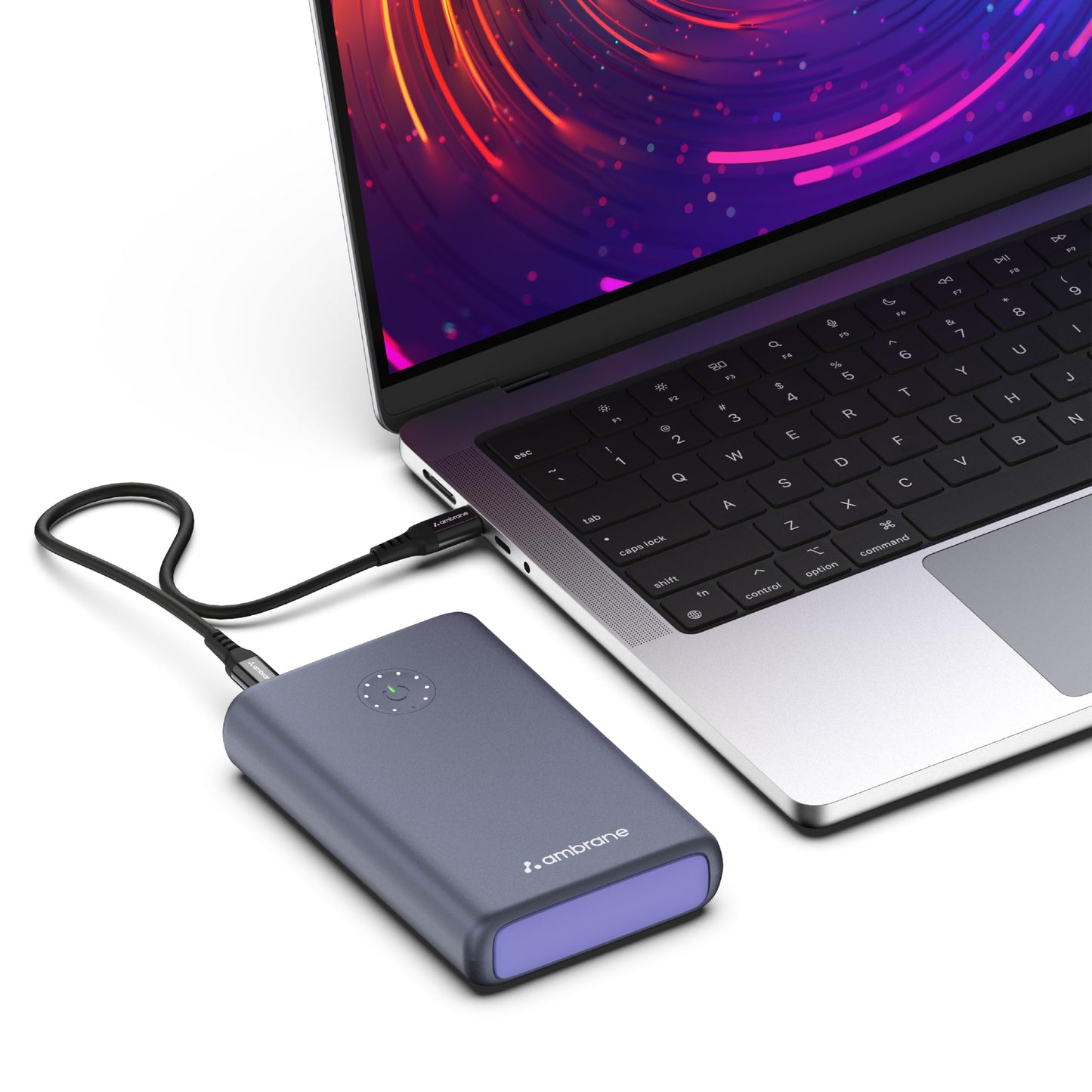 Ambrane 85W Fast Charging Powerbank for MacBook, Type C Laptop & Mobile Charging, 20,000mAh Battery, Triple Output, Power Delivery & Quick Charge (Powerlit Ultra lite, Black)