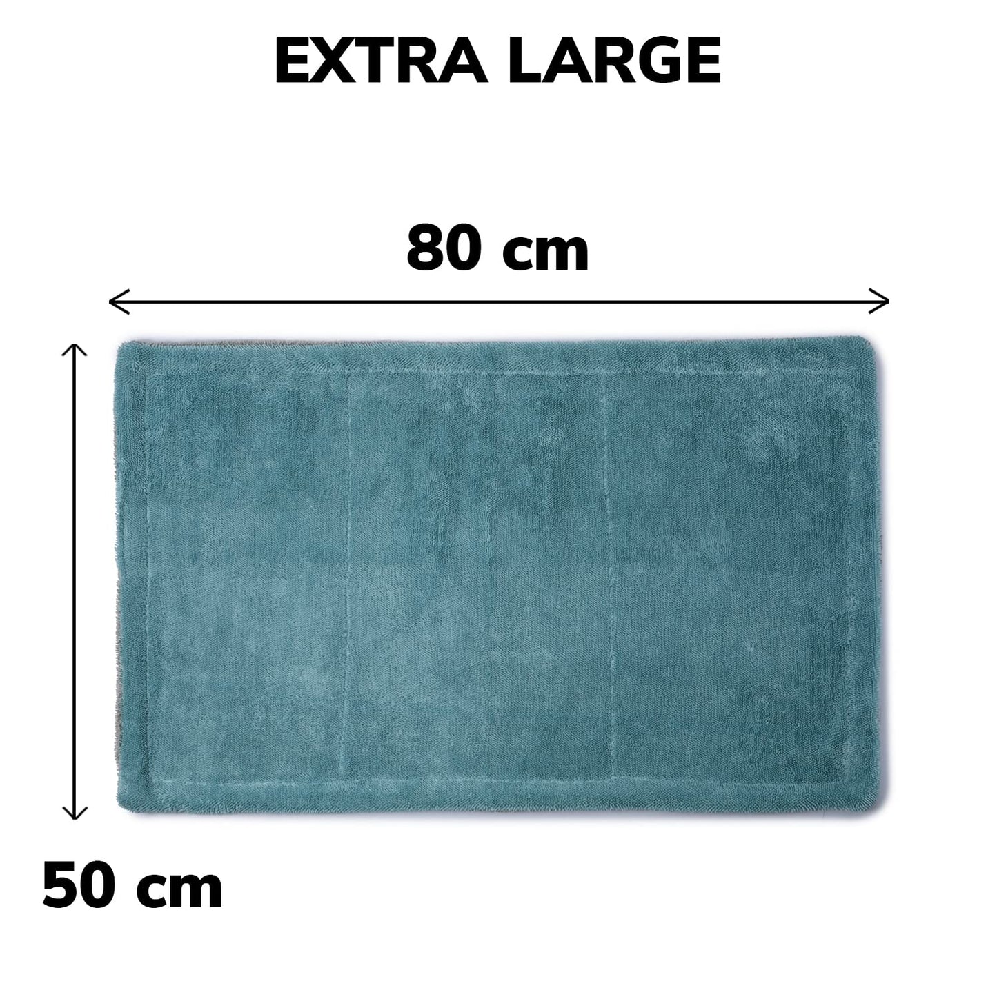 ShineXPro Microfiber Cloth For Car - Puremagic 1100 Gsm Twisted Loop Super Absorbent Towel - 50X80 Cm - Edgeless Design With Plush Pile, Lint Free Cloth For Drying & Detailing, Aqua Blue & Grey