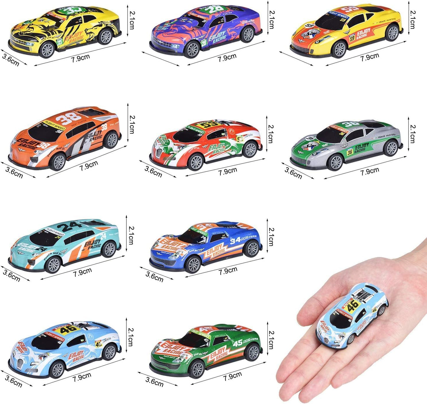 Amitasha 10 Unbreakable Racing Mini Diecast Car Models Set for Kids Pull Back Vehicles Metal Alloy Car Play Set for Kids, Unique Toys, Best Birthday Gift, Diwali Gift, Khilona for Boys(Racing Cars)