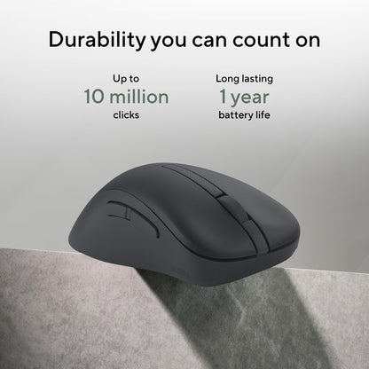 ASUS Wireless Mouse MD102 2.4GHz Mode, Ergonomic Design, Silent, Reliable, Dual Mode Connectivity, Adjustable DPI, 10 Million Click Life, Dark Grey