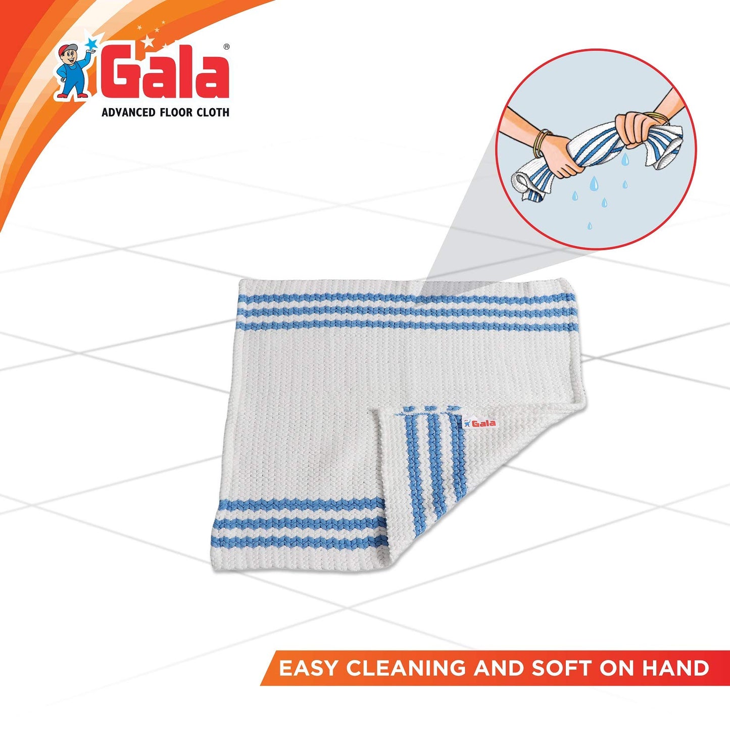 Gala Microfiber Advance Floor Cleaning Cloth(Pocha) for Mopping - White, Pack of 2 (163054)