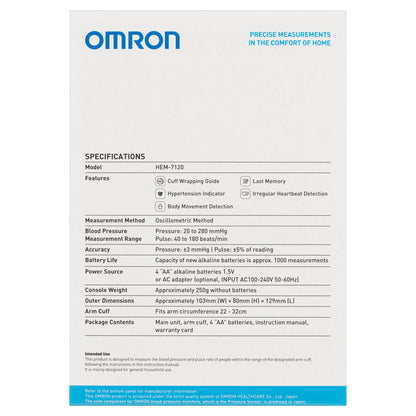 Omron HEM 7120 Fully Automatic Digital Blood Pressure Monitor With Intellisense Technology For Most Accurate Measurement - Arm Circumference (22-32Cm)