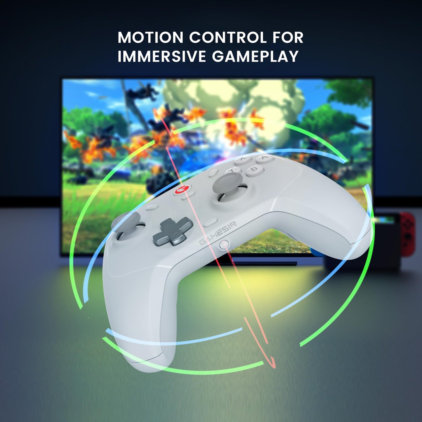 GameSir T4 Wireless Controller for Cyclone Switch/Lite/OLED Hall Effect Joystick & Trigger 6-Axis Gyro for Android, IOS, Steam Deck, Windows PC, Steam Gamepad Back Button, Fire Macro Function (White)