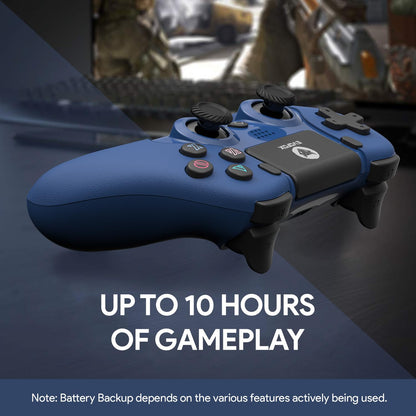 EvoFox Elite Play Wireless Controller for PS4, iPad & iPhones | Bluetooth 5 | Dual Vibration | 6 Axis Gyro Sensor | 10 Hours of Game Play | Touch Panel | Built in Speaker | 3.5 mm Headset Port (Blue)