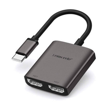 Lemorele USB C to Dual HDMI Adapter 4K @60Hz, USB to HDMI Converter for MacBook Pro (2016-2023), MacBook Air (2018-2024), Windows,Linux, Chromebook Pixel, XPS 15/14, Surface GO etc