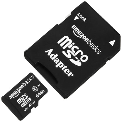 Amazon Basics 64 GB Micro SD Card with Adapter | Upto 120 MB/s | Class 10 | U1, C10, V10 Speed Classes