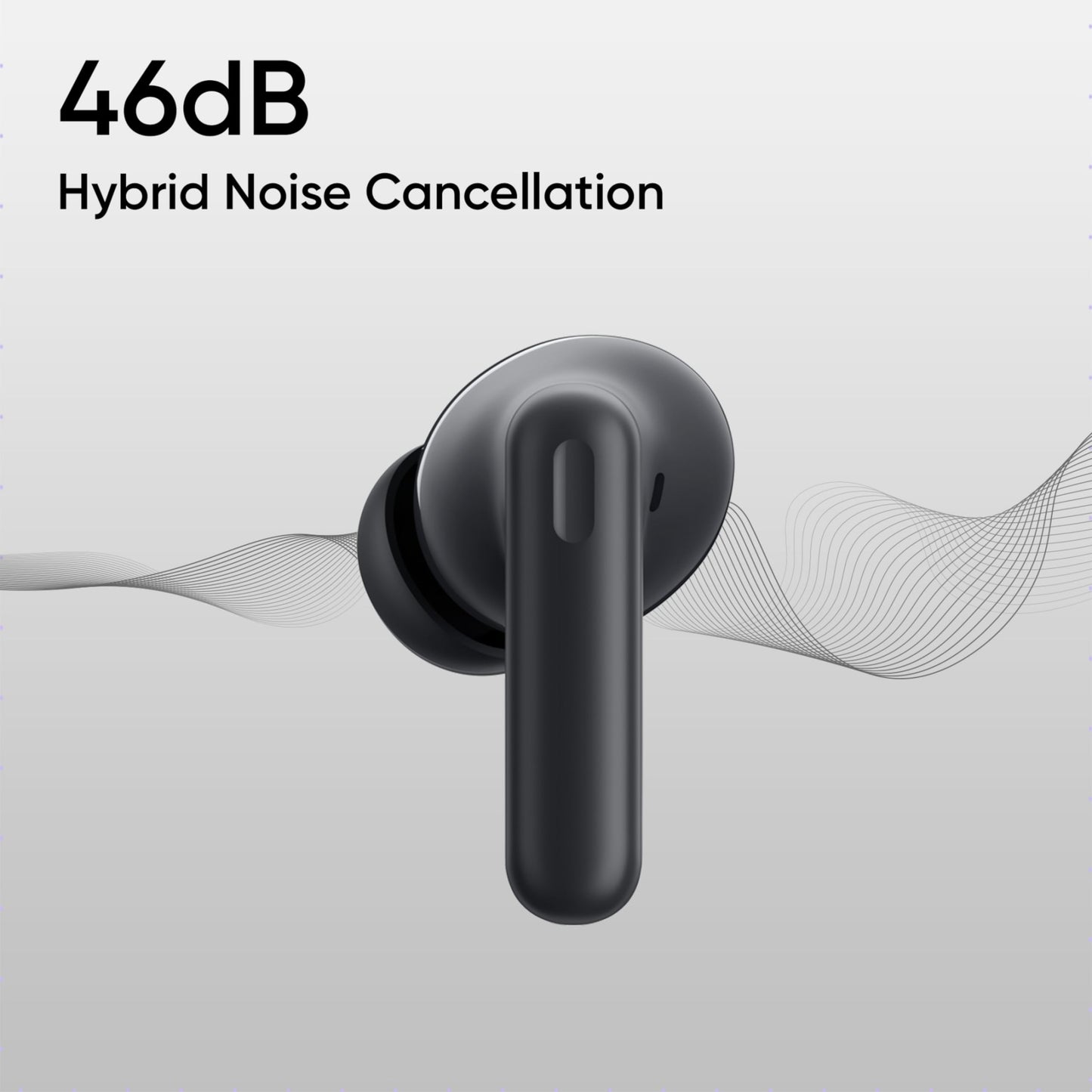 realme Buds T310 Truly Wireless in-Ear Earbuds with 46dB Hybrid ANC, 360° Spatial Audio, 12.4mm Dynamic Bass Driver, Upto 40Hrs Battery and Fast Charging (Vibrant Black)