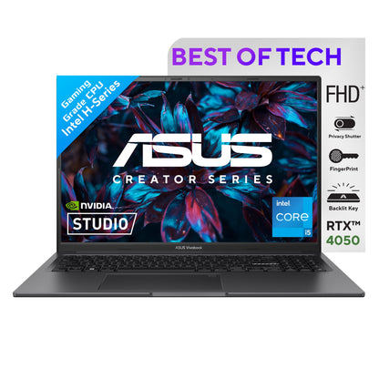 ASUS Vivobook 16X, Intel Core i5-12450H 12th Gen, 16-inch (40.64 cm) FHD+, Creator/Gaming Laptop, (16 GB RAM/512GB SSD/6GB RTX 4050/Win11//Backlit/FP/70WHr /Black/3.97 kg), K3605ZU-MBN541WS