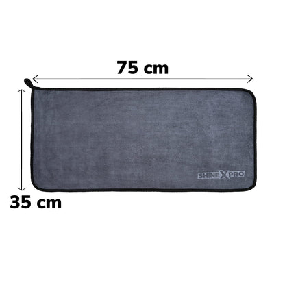 ShineXPro Microfiber Car Cleaning Cloth - OG Soft 500 GSM Extra Large (35x75 CM) Microfiber Cloth for Car and Bike - Suede Edging for Scratchless Drying and Detailing (Pack of 2, Grey)