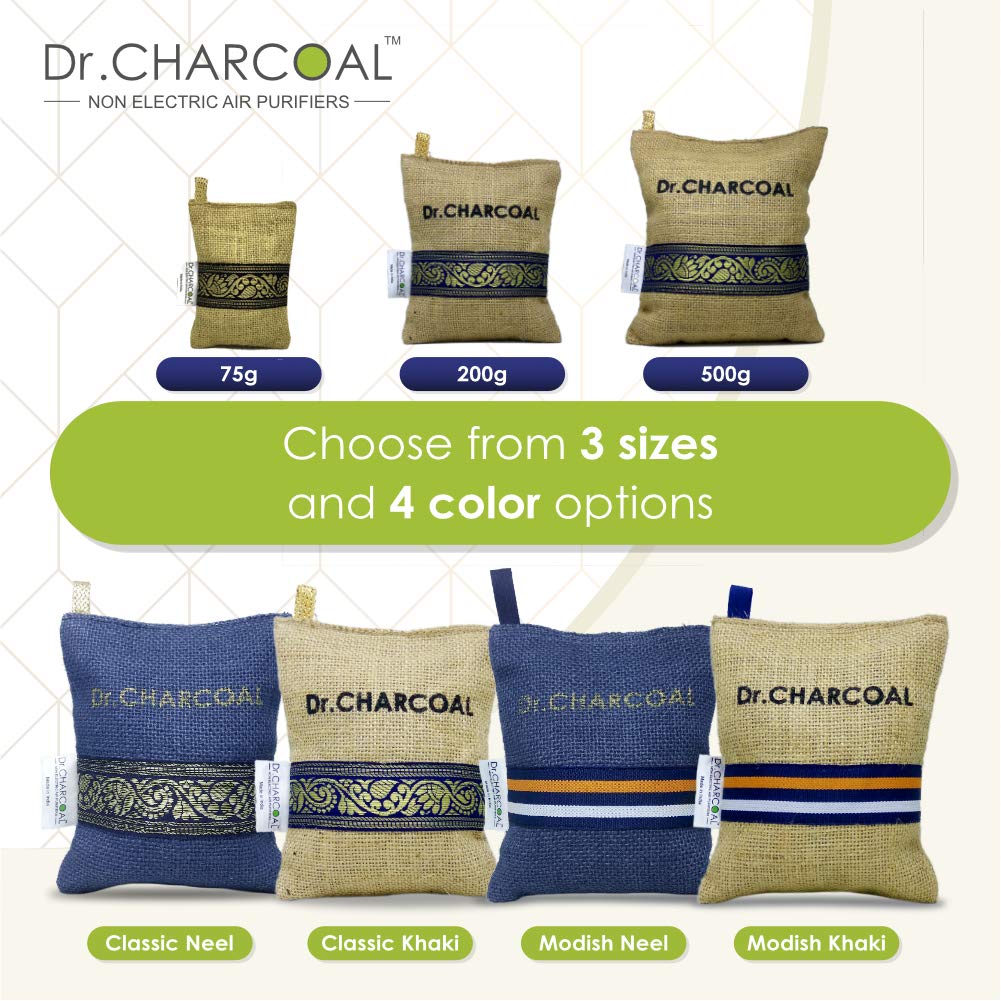 Dr. CHARCOAL Activated Carbon Air Purifier Bags have 3 size options and 4 color options as well