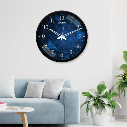 Amazon Brand - Solimo 12-Inch Contemporary Plastic&Glass Analog Wall Clock-Designer(Silent Movement,Black Frame)