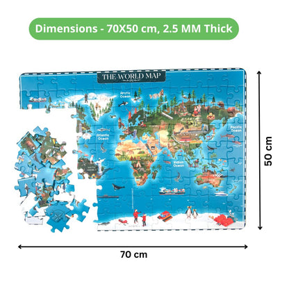 NESTA TOYS - World Map Jigsaw Puzzle for Kids (108 pcs, 70 x 50 cm) | Jumbo Floor Puzzle | Educational Toy (6+ Years)