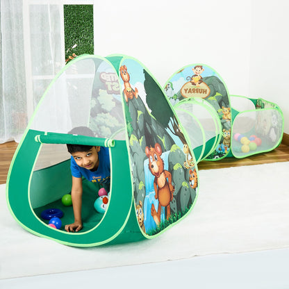 Amazon Brand - Jam & Honey Jungle Animal 3 in 1 Combo Tunnel for Kids (Multi Colour)