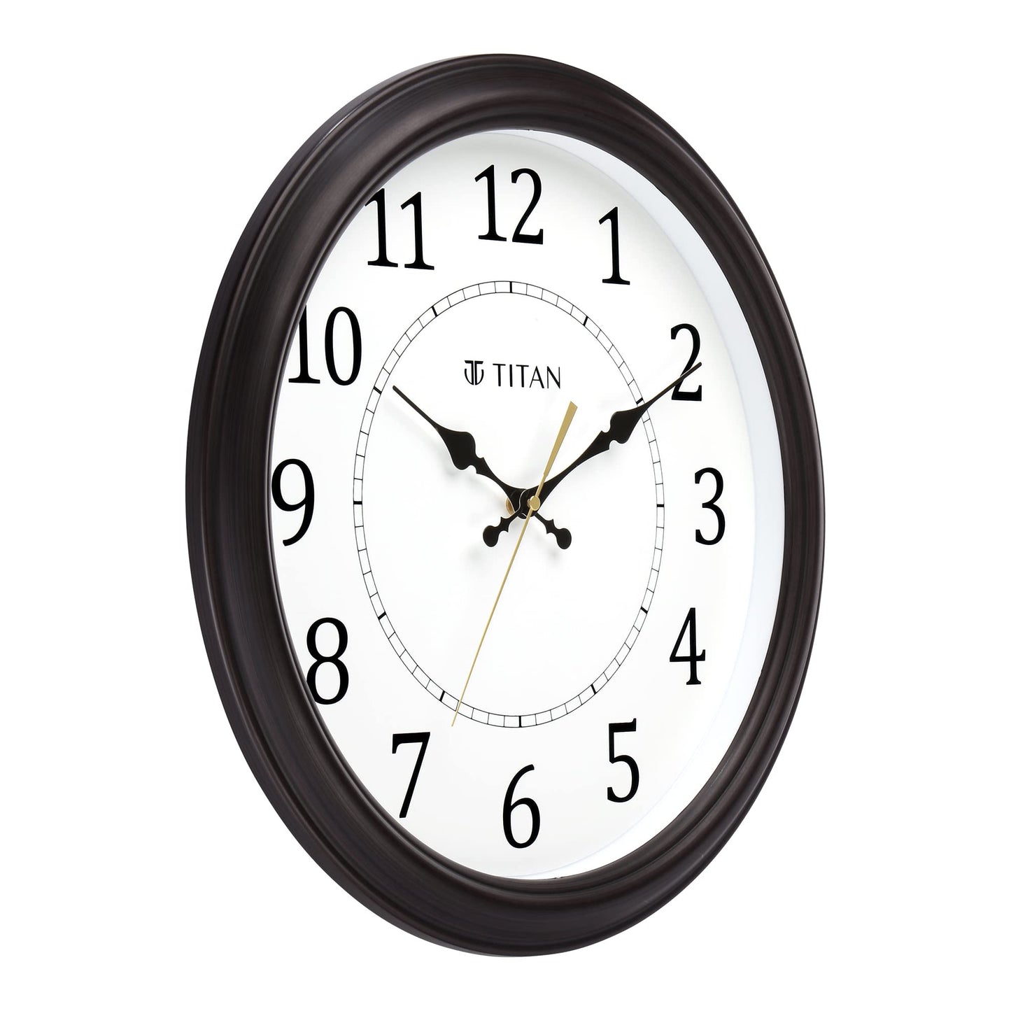 Titan Plastic Classic Brown Analog Wall Clock with Silent Sweep Technology, 42.0 X42.0 Cm (Large)