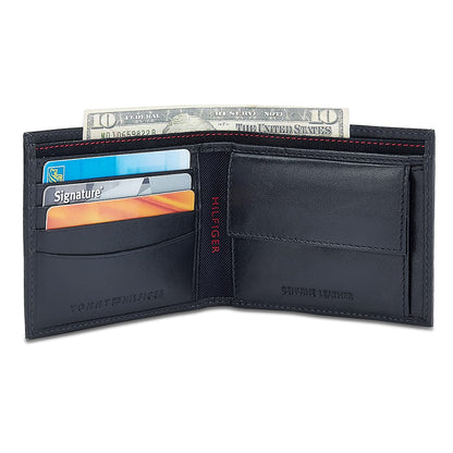 Tommy Hilfiger Elkhom Leather Global Coin Wallet for Men - Navy, 4 Card Slots