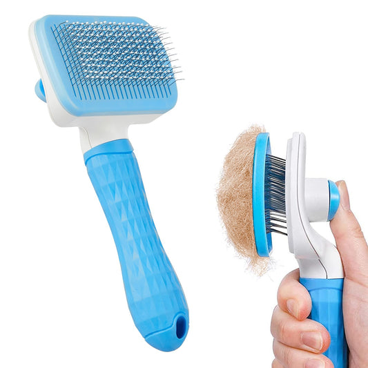 Amazon Basics Self Cleaning Slicker Pet Grooming Brush | Pet Cleaning Tool Suitable for All Pets | Rectangular Shape