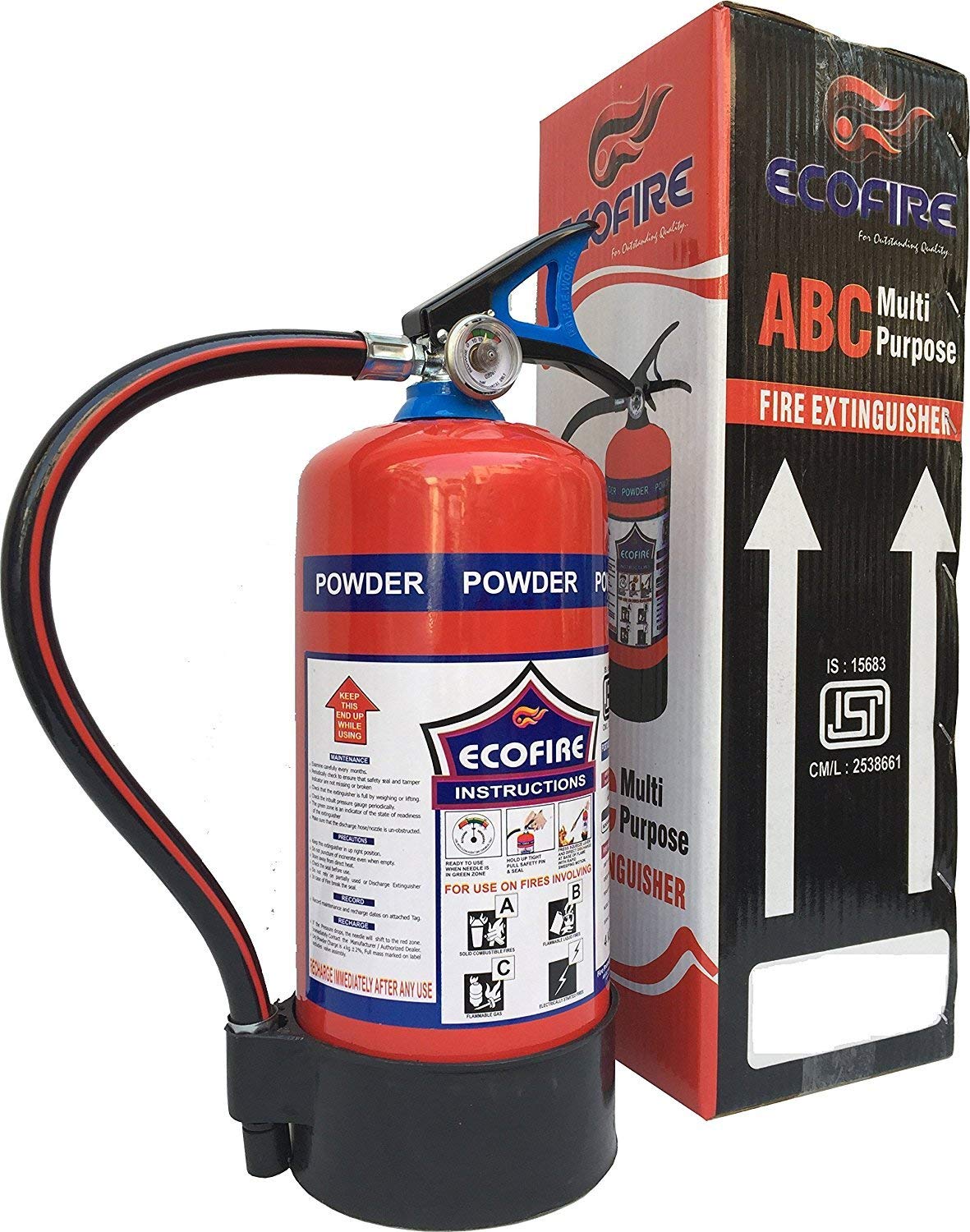 Eco Fire Abc Powder Type 6 Kg Fire Extinguisher (Red and Black)