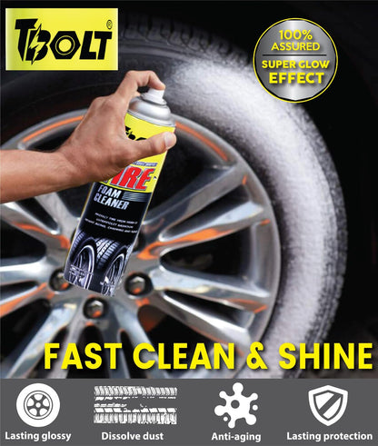 Q4 EVER Tbolt Tire Foam Cleaner | All-in-One Tire & Wheel Cleaning Solution | Quick & Easy Foam Spray for Long-lasting Tire Shine | 650 ml, Pack of 1