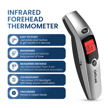 Dr Trust (USA) Forehead Digital Infrared Thermometer for babies and Adults with color Coded Fever Guidance - 603 Professional