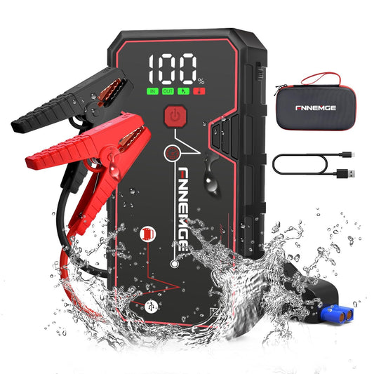 FNNEMGE Car Jump Starter, 5000A Peak 23800mAh 12V Jump Starter Battery Pack(Up to All Gas, 8.0L Diesel Engine),with USB Charge Output Port,LED Light,HD Large Screen