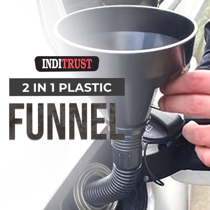 Inditrust 2 in 1 Plastic Funnel Can Spout for Oil | Water | Fuel | Petrol | Diesel | Gasoline for Cars | Bikes | Trucks