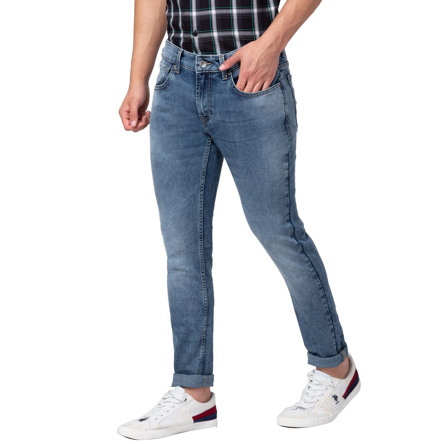 Spykar Blue Low Rise Super Slim Fit Jeans for Men