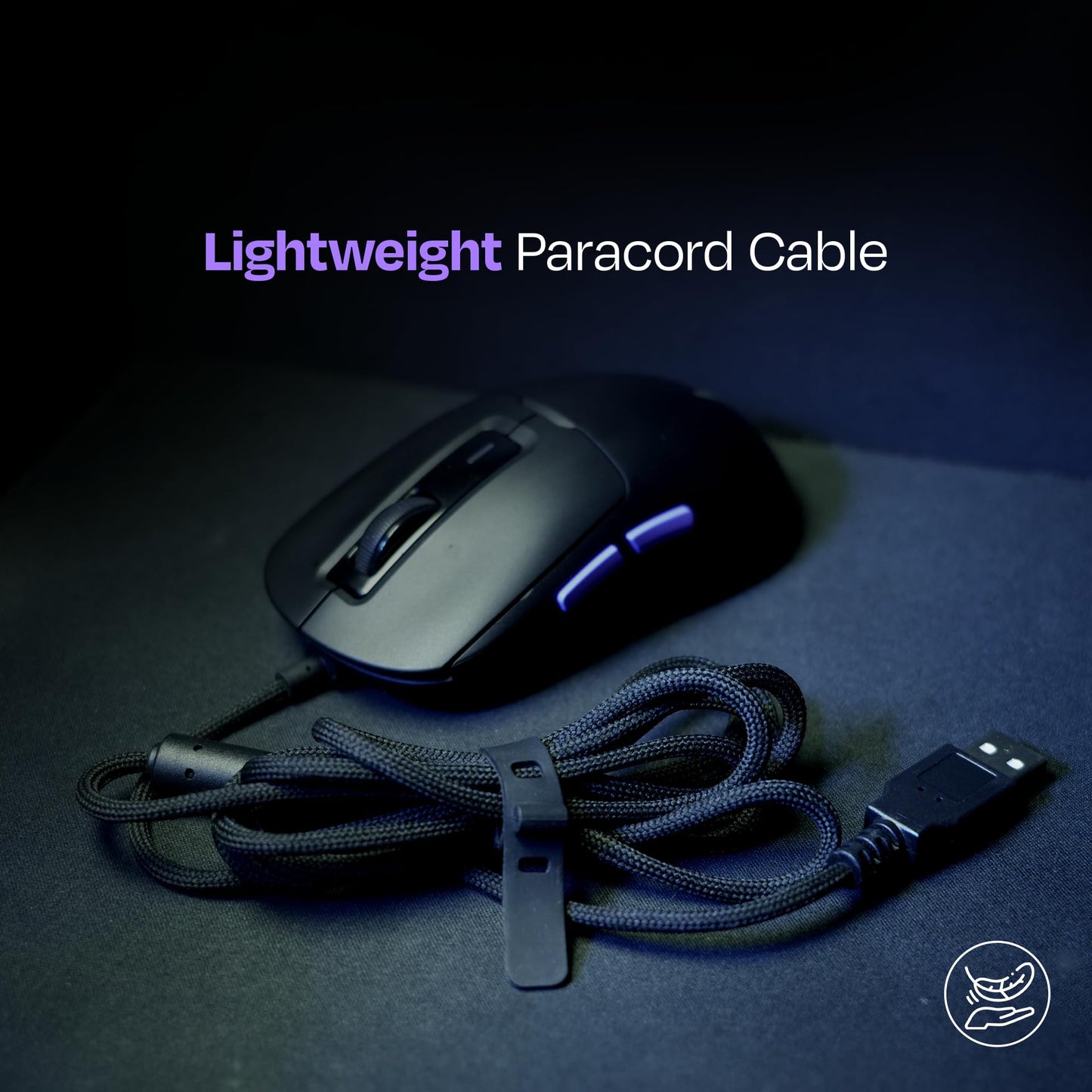 Kreo Pegasus 49 GMS Ultra Lightweight Wired Gaming Mouse, Weighing Just 49g, with Huano Switches, 12400 DPI, Customizable RGB, UV Coated Surface, Paracord Cable, Ultimate Gaming Performance