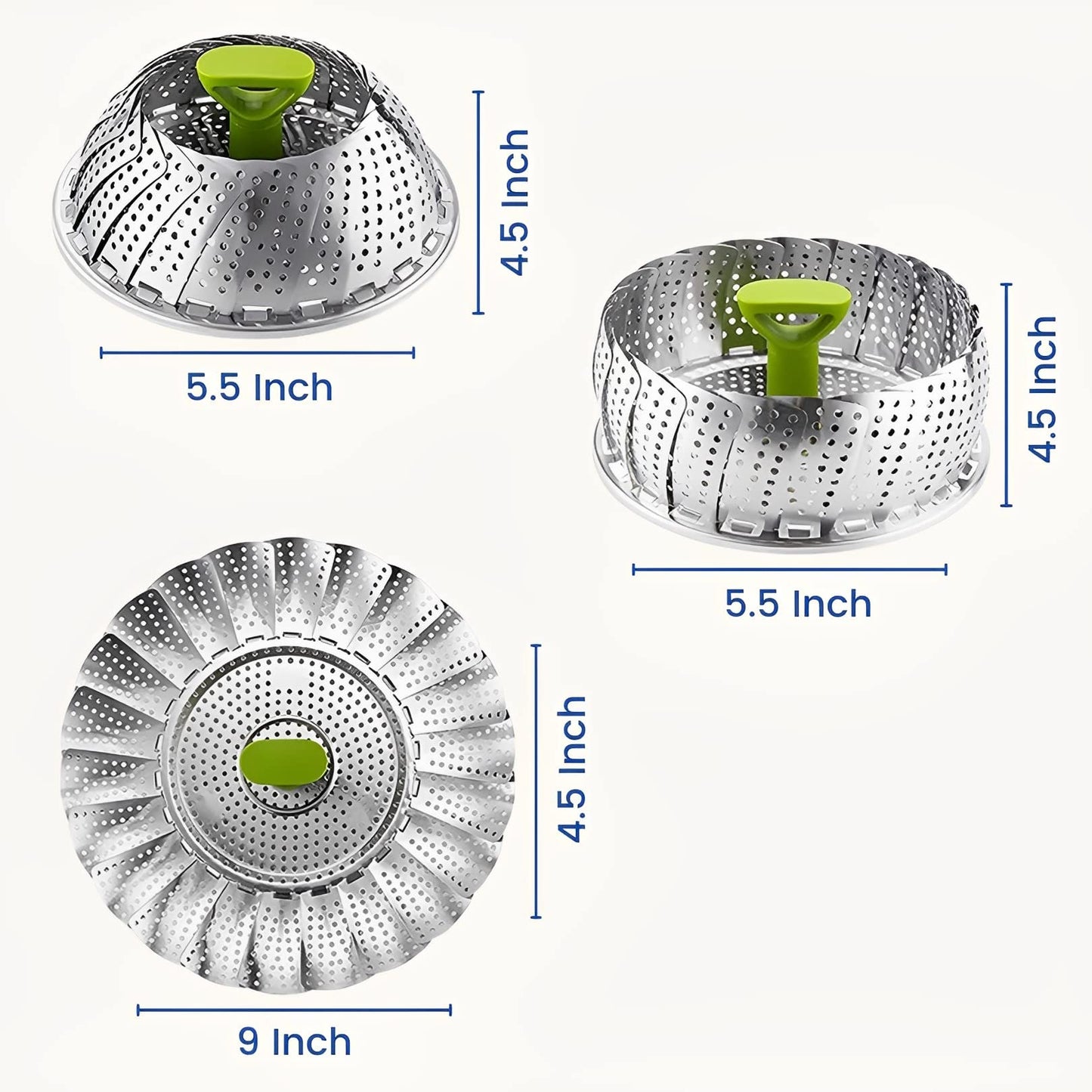 SYGA Medium Stainless Steel Steamer Basket for Vegetable/Insert for Pots, Pans steam boiling (6.5"-10")