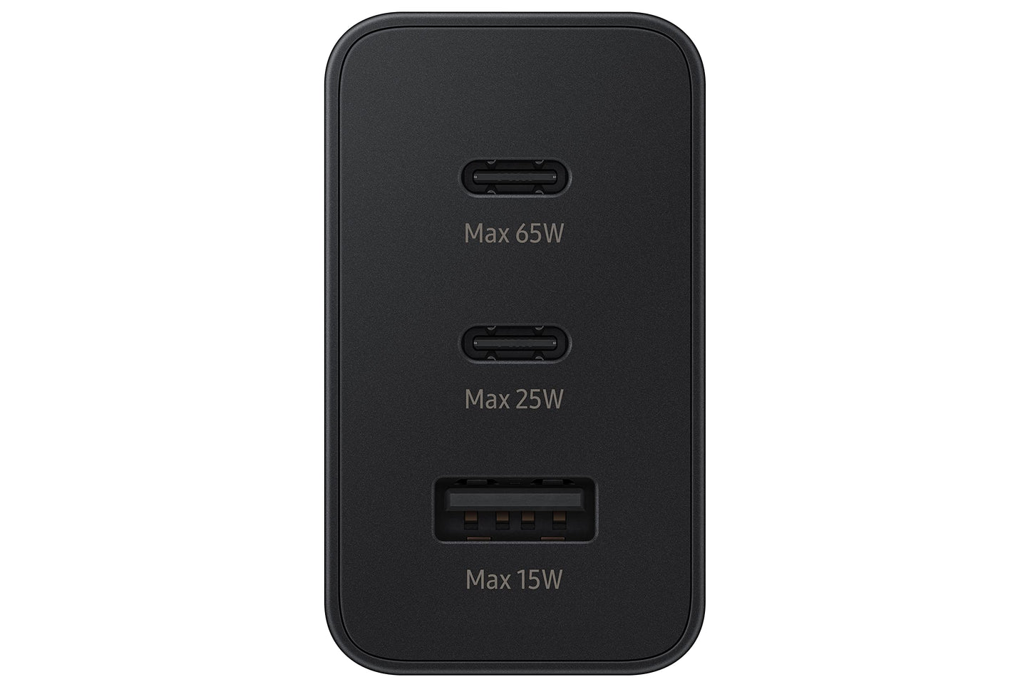 Samsung Original 65W Tri Port,Type-C & USB-A,Super Fast Charger (Cable not Included),Black,Tablet