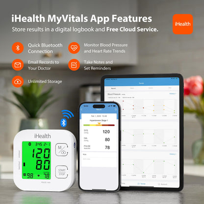 iHealth® Track - Smart Upper Arm Blood Pressure Monitor, Bluetooth Compatible for iOS & Android Devices