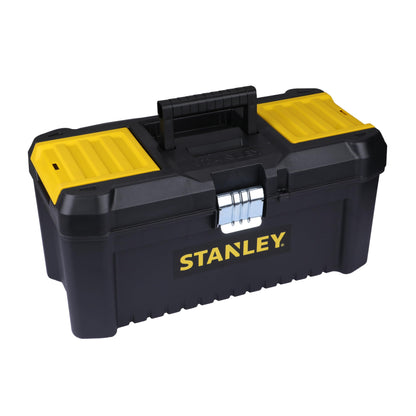 STANLEY 19'' Essential Tool Box with Metal Latch (Black and Yellow) & 70-482 8'' Sturdy Steel Combination Plier Double Sleeve (Yellow and Black) & 12''/300mm Stilson Type Pipe Wrench