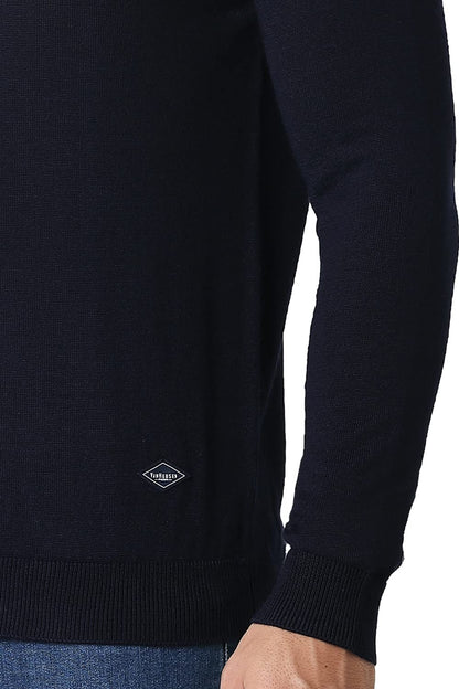 Van Heusen Athleisure Men Sweater - Merino Wool Acrylic Blend - High Neck, Half Zip, Long Sleeve