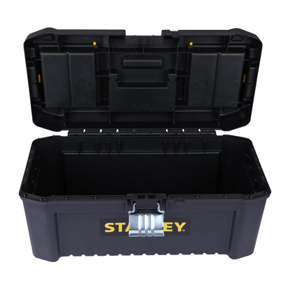 STANLEY 19'' Essential Tool Box with Metal Latch (Black and Yellow) & 70-482 8'' Sturdy Steel Combination Plier Double Sleeve (Yellow and Black) & 12''/300mm Stilson Type Pipe Wrench