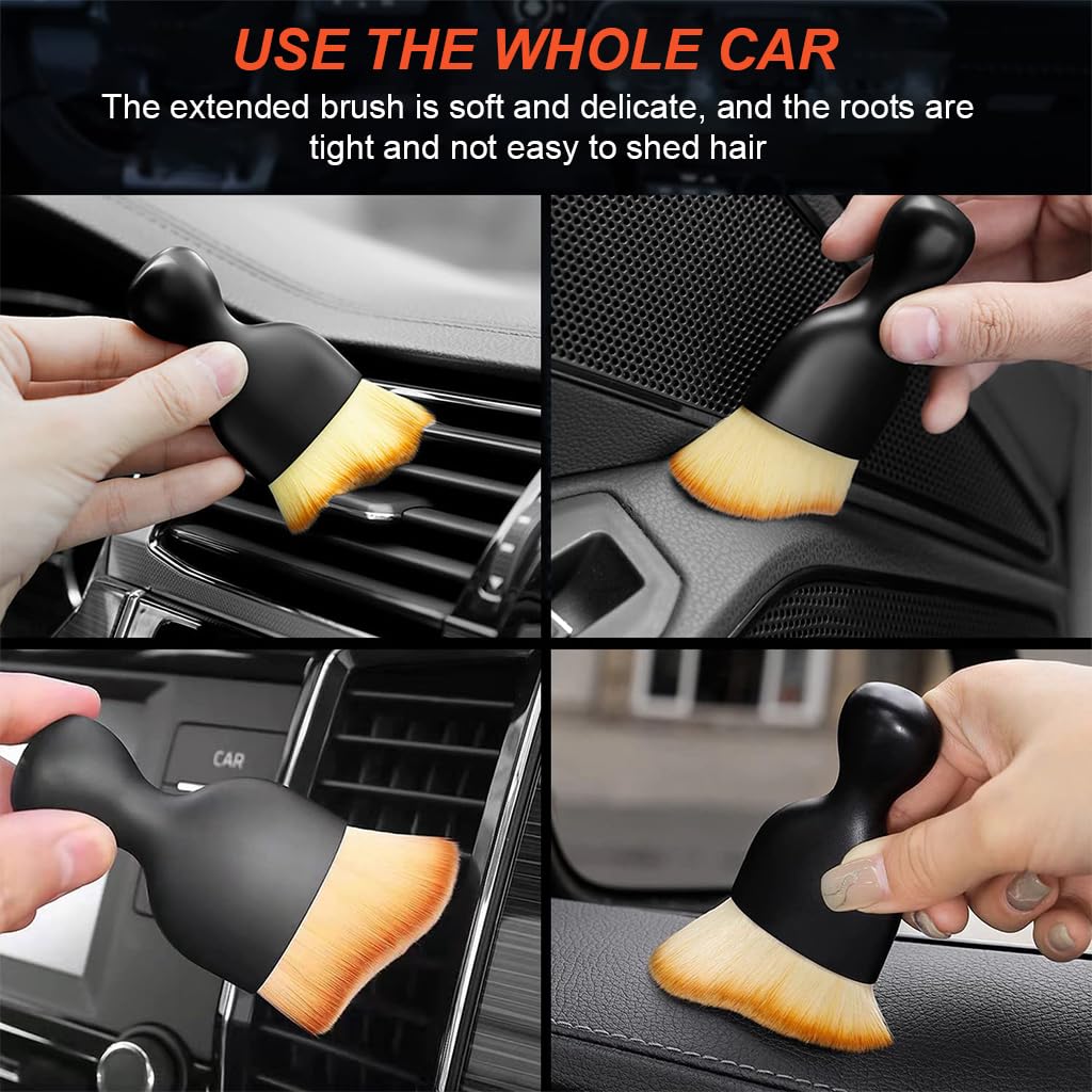 2 Pack Car Detailing Brush, Car Brush for Detailing Interior Soft Bristles Detailing Brush Dusting Tool for Automotive Dashboard, Air Conditioner Vent, Leather, Computer, Scratch Free, Car Interior