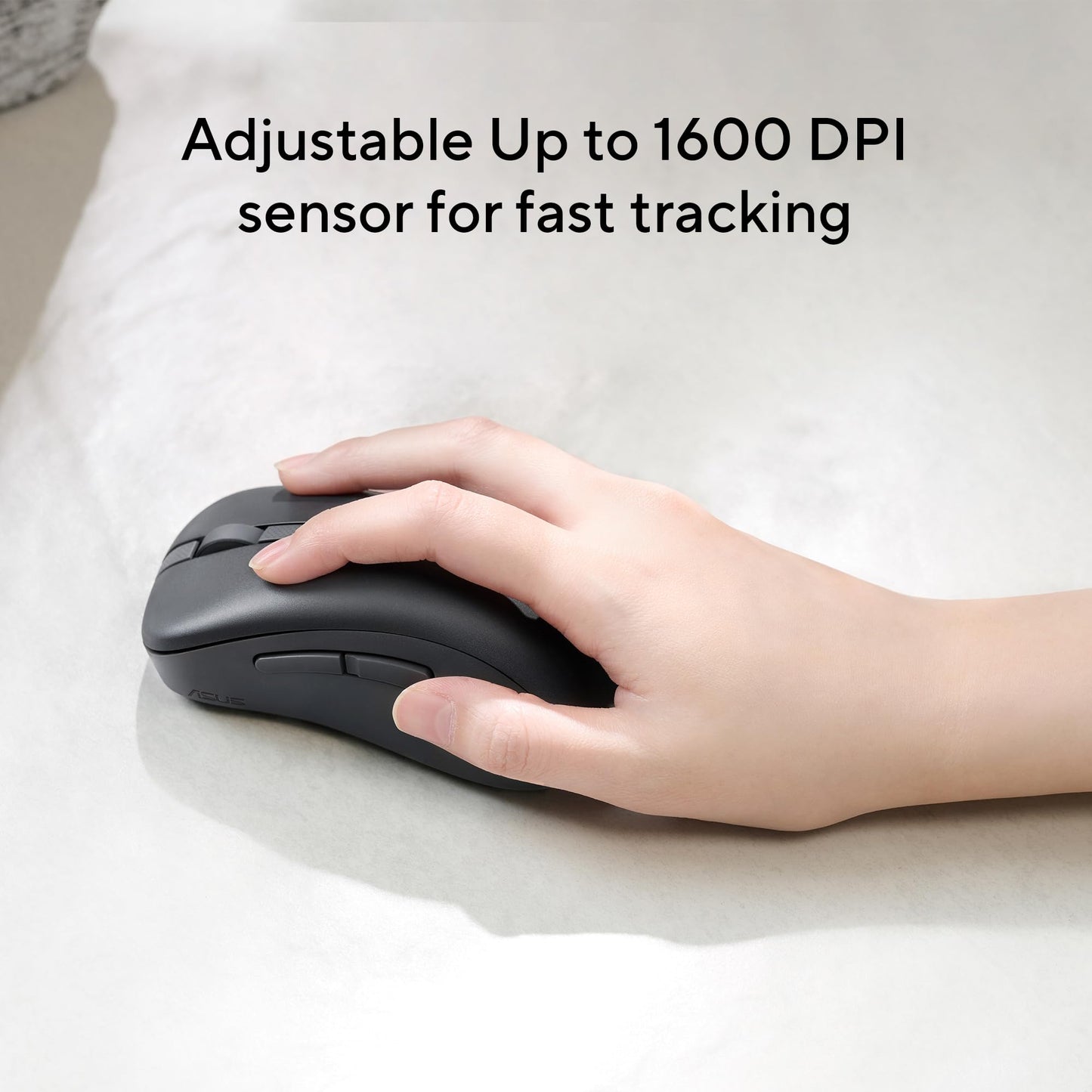 ASUS Wireless Mouse MD102 2.4GHz Mode, Ergonomic Design, Silent, Reliable, Dual Mode Connectivity, Adjustable DPI, 10 Million Click Life, Dark Grey