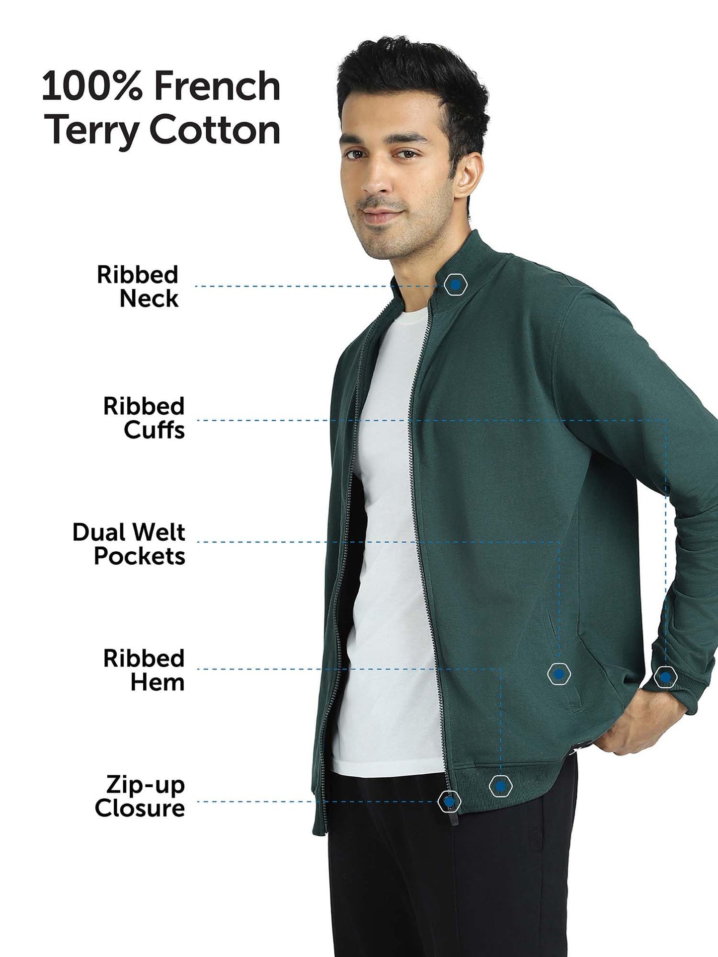 XYXX Cruze French Terry Cotton Zip-Up Jacket