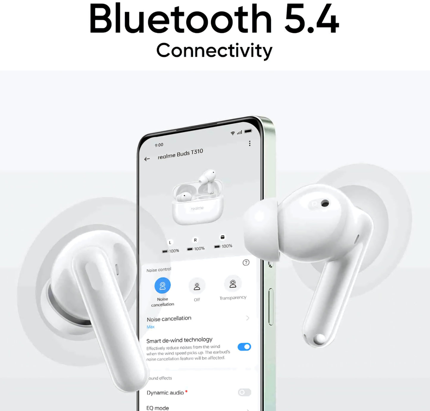 realme Buds T310 Truly Wireless in-Ear Earbuds with 46dB Hybrid ANC, 360° Spatial Audio, 12.4mm Dynamic Bass Driver, Upto 40Hrs Battery and Fast Charging (Agile White)