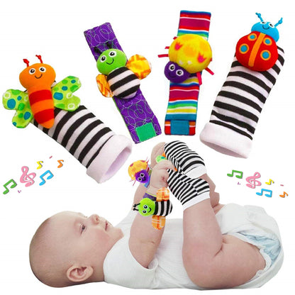 little PANDA Baby Rattle Toys Born Baby Cotton Socks and Wrist Rattle Newborn Foot Rattle Baby Essential Baby Gift 0-3 3-6 0-6 6-12 Months (1 Pair Socks+ 1 Pair Wrist)