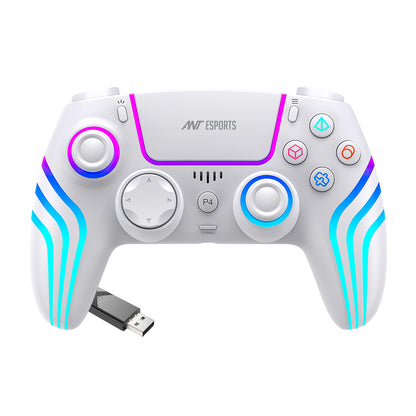 Ant Esports Gp400 Rgb Wireless Controller For Pc / Ps4 / Ps3 /Switch/Android/Ios With Double Shock, Six- Axis Sensor, Turbo Function, Upto 12 Hrs. Play Time, 1000Mah Battery White