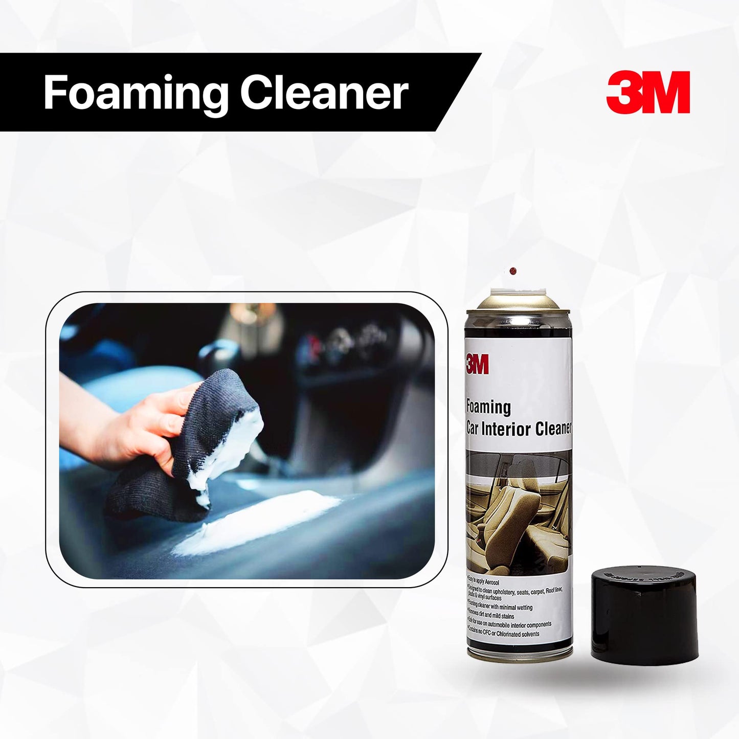 3M Foaming Car Interior Cleaner (580 g) | Upholstery and Leather Cleaner | Removes Tough Stains and Dirt Inside Your Car