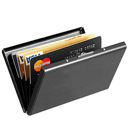 Storite 6 Slots RFID Protected Metal Credit Card Holder Wallet for Men (Shiny Black)