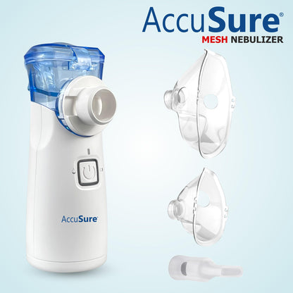 AccuSure Portable Mesh Nebuliser Machine With Box - Handheld Nebuliser Personal Inhalers For Breathing Problems For Travel, Home Daily Use