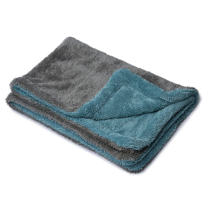 ShineXPro Microfiber Cloth For Car - Puremagic 1100 Gsm Twisted Loop Super Absorbent Towel - 50X80 Cm - Edgeless Design With Plush Pile, Lint Free Cloth For Drying & Detailing, Aqua Blue & Grey