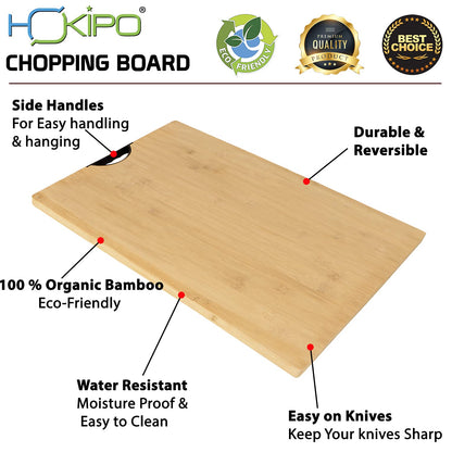 HOKIPO Bamboo Wood Chopping Cutting Board for Kitchen - 40x30 cm, Beige, Pack of 1 (AR-3788)