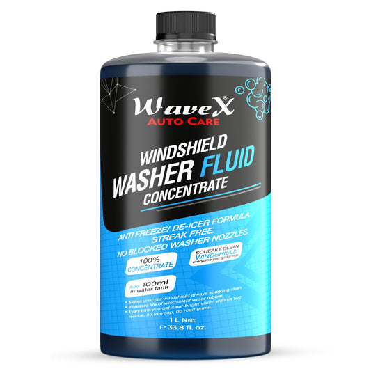 Wavex Windshield Washer Fluid for Car (1L) | Car Windshield Cleaner Concentrate | Lubricates Glass Cleaner Wiper, Prevents Scratches, Works as a Car Glass Cleaner, De-Icer Formulation