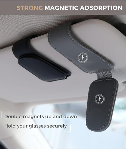 It has double magnets up and down which holds your glasses securely